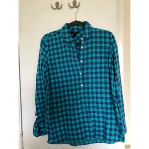 J. Crew Plaid Popover Button Down Shirt
